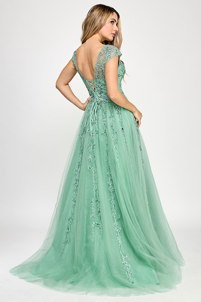 Lenovia 8349 Lace Formal Ball or Wedding Gown Short Sleeves