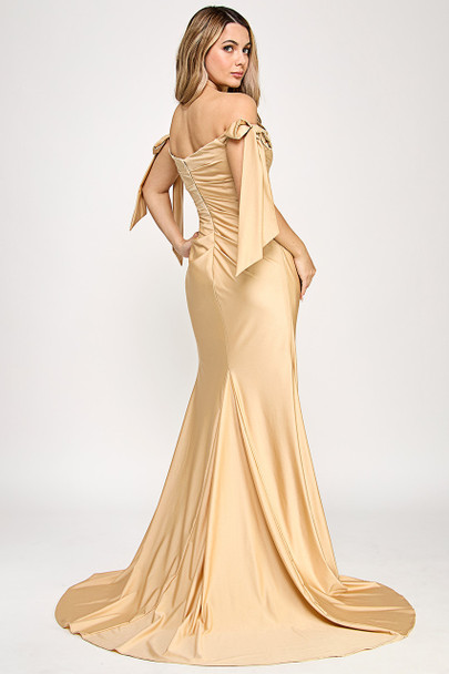 Lenovia 8358 Off the Shoulder Ribbon Strap Formal Prom Gown Lenovia 8358 Off the Shoulder Ribbon Strap Formal Prom Gown