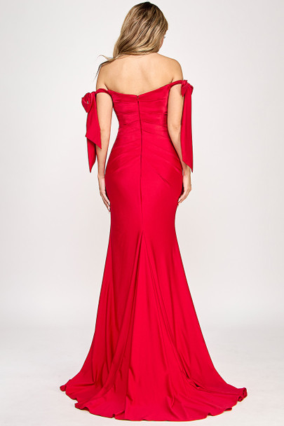 Lenovia 8358 Off the Shoulder Ribbon Strap Formal Prom Gown Lenovia 8358 Off the Shoulder Ribbon Strap Formal Prom Gown