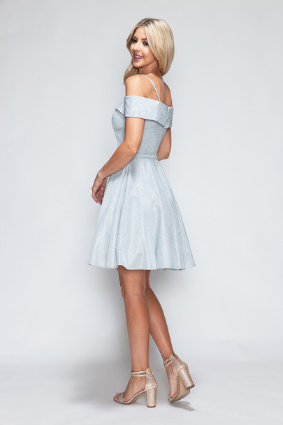 Lenovia 3092 Short Stretch Metallic Homecoming Dress