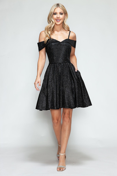 Lenovia 3092 Short Stretch Metallic Homecoming Dress