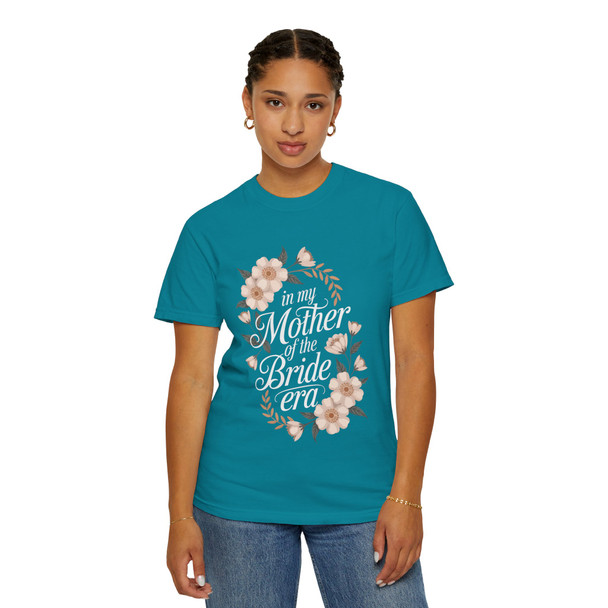 Mother of the Bride T-Shirt, Unisex Floral Tee, Bridal Party Gift, Wedding Celebration Apparel, Eco-Friendly Garment-Dyed Shirt