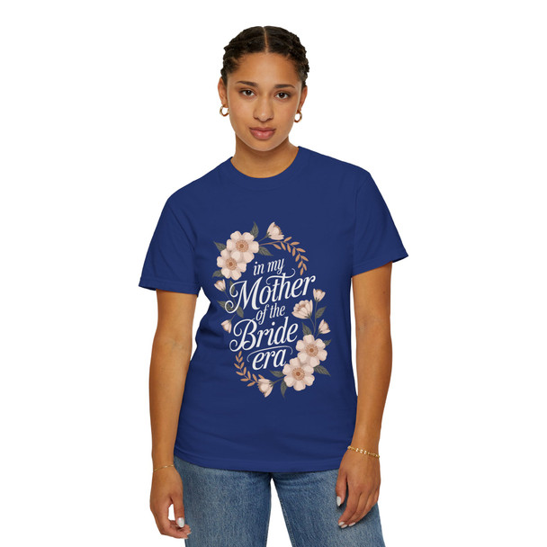 Mother of the Bride T-Shirt, Unisex Floral Tee, Bridal Party Gift, Wedding Celebration Apparel, Eco-Friendly Garment-Dyed Shirt