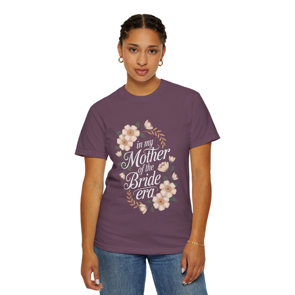 Mother of the Bride T-Shirt, Unisex Floral Tee, Bridal Party Gift, Wedding Celebration Apparel, Eco-Friendly Garment-Dyed Shirt