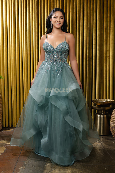 MayQueen MQ2203 Layered Sparkle Tulle Prom Gown