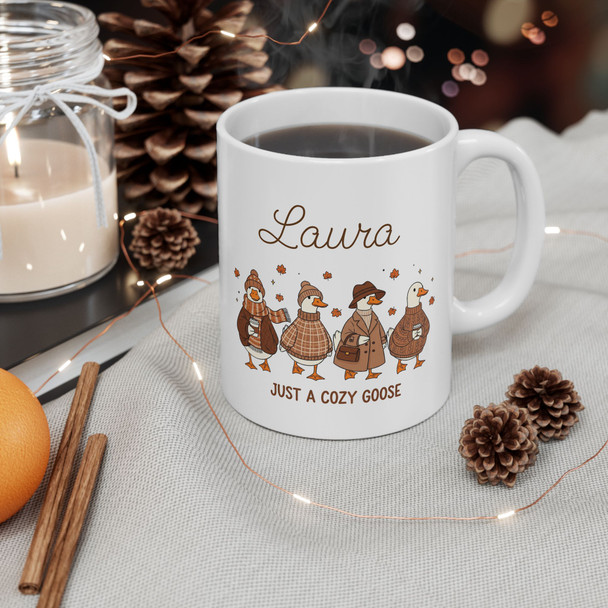 Whimsical Personalized Cozy Goose Mug| Coffee Lovers, Quirky Birthday Gift, Tea Lover, Kitchen Decor, Cocoa Mug