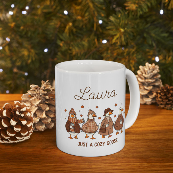 Whimsical Personalized Cozy Goose Mug| Coffee Lovers, Quirky Birthday Gift, Tea Lover, Kitchen Decor, Cocoa Mug