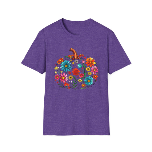 Boho Floral Pumpkin Graphic T-Shirt for Fall, Cozy Tee for Thanksgiving, Autumn Vibes, Gift for Her, Boho Style Shirt