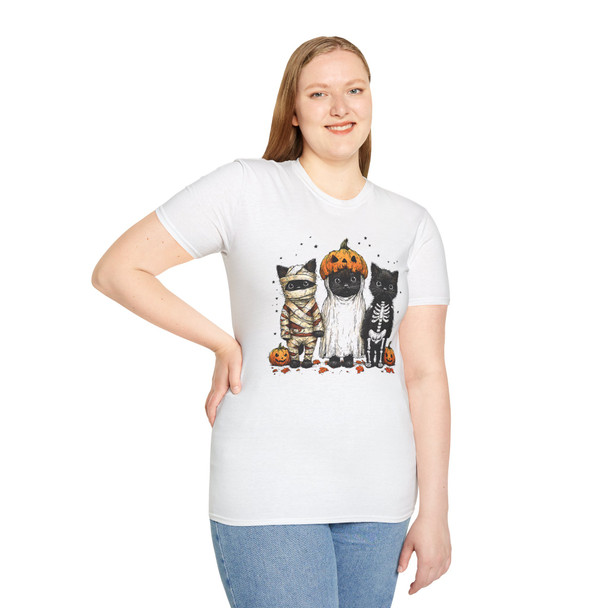 Halloween Cute Cat T-Shirt,Trick or Treat Tee, Unisex Costume Top, Fall Festive Shirt, Pet Lover Gift, Cute Halloween Apparel
