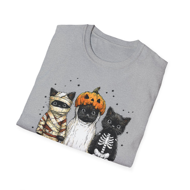 Halloween Cute Cat T-Shirt,Trick or Treat Tee, Unisex Costume Top, Fall Festive Shirt, Pet Lover Gift, Cute Halloween Apparel