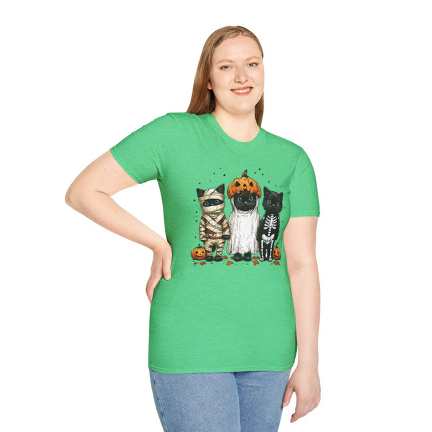 Halloween Cute Cat T-Shirt,Trick or Treat Tee, Unisex Costume Top, Fall Festive Shirt, Pet Lover Gift, Cute Halloween Apparel