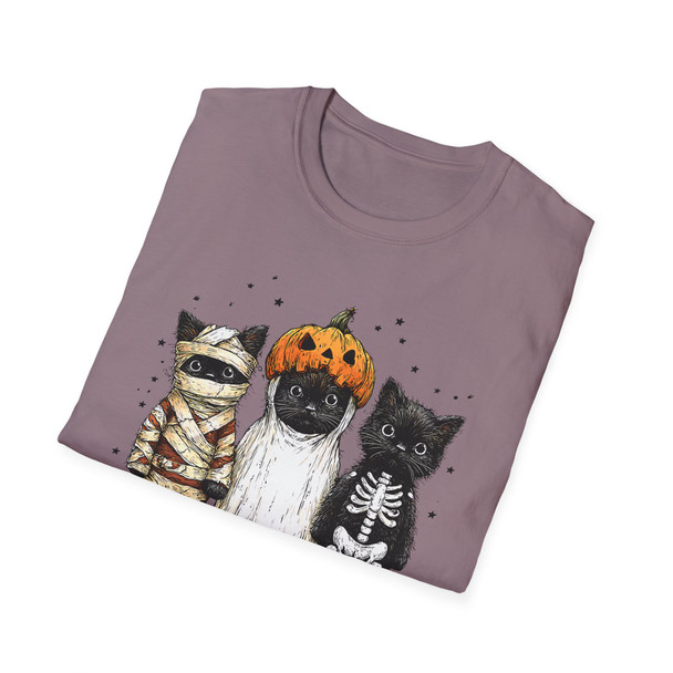 Halloween Cute Cat T-Shirt,Trick or Treat Tee, Unisex Costume Top, Fall Festive Shirt, Pet Lover Gift, Cute Halloween Apparel