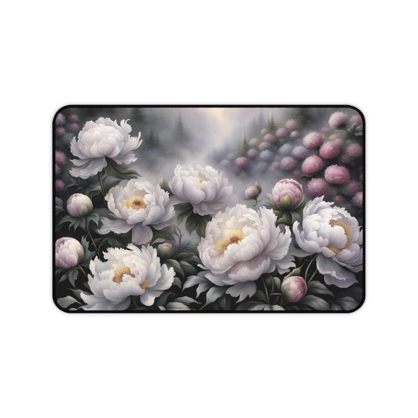 Peonies in the Mist Desk Mat Mousepad. Three sizes.