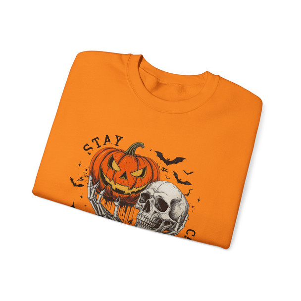 Halloween Skull Pumpkin Crewneck Sweatshirt | 'Stay Creepy' Fun Fall Apparel, Spooky Sweatshirt, Unisex Sweater, Cozy Halloween Shirt, Unique Gift