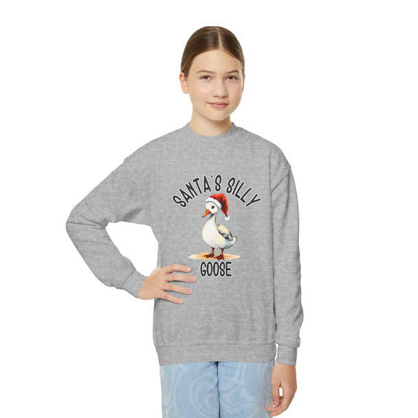  Santa's Silly Goose - Youth Crewneck Sweatshirt -Holiday Kids Apparel, Christmas Gift, Funny Sweatshirt, Cozy Winter Wear