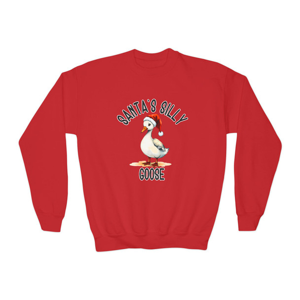  Santa's Silly Goose - Youth Crewneck Sweatshirt -Holiday Kids Apparel, Christmas Gift, Funny Sweatshirt, Cozy Winter Wear