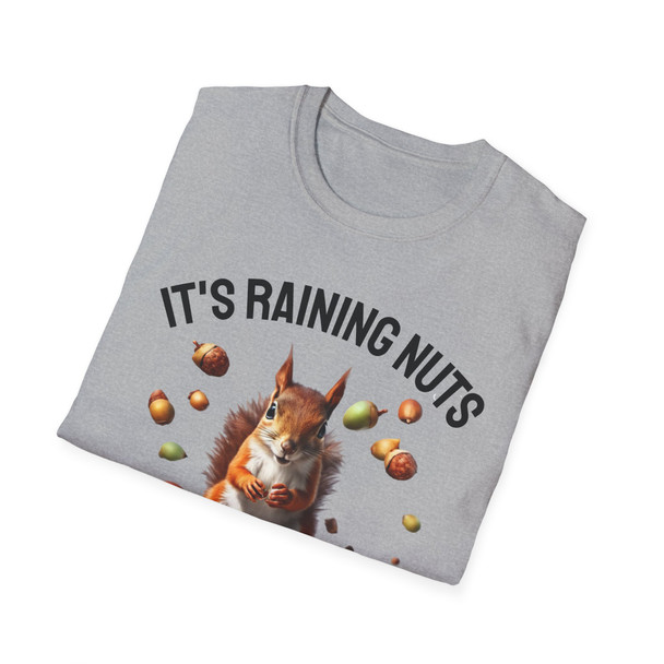 Squirrel Lover T-Shirt, It's Raining Nuts, Fun Tee, Unisex Shirt, Gift for Animal Lovers, Fall Apparel, Cute Funny Top