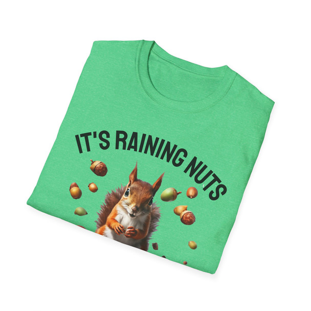 Squirrel Lover T-Shirt, It's Raining Nuts, Fun Tee, Unisex Shirt, Gift for Animal Lovers, Fall Apparel, Cute Funny Top