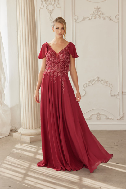 Nox Anabel MJ-132 Chiffon MOB MOG Gown With Beading And Embroidery