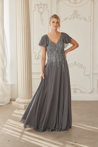 Nox Anabel MJ-132 Chiffon MOB MOG Gown With Beading And Embroidery