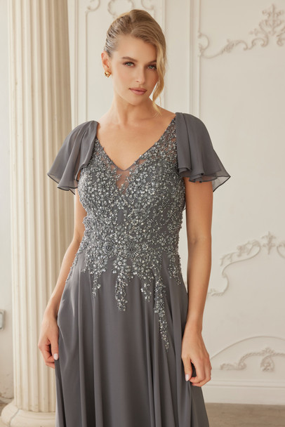 Nox Anabel MJ-132 Chiffon MOB MOG Gown With Beading And Embroidery