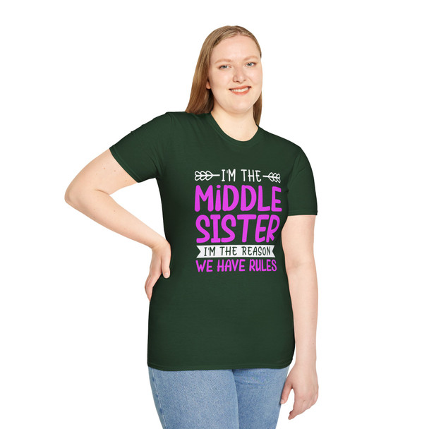 Middle Sister T-Shirt, Funny Sibling Shirt, Unisex Graphic Tee, Gift for Middle Sibling, Family Reunion Wear, Birthday Gift