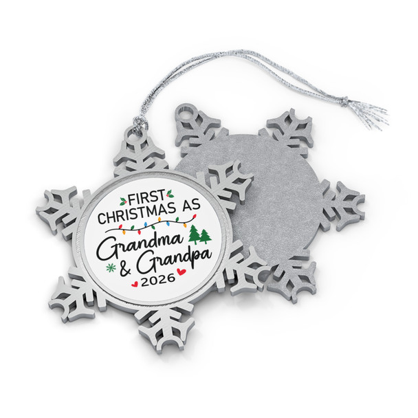 Pregnancy Reveal Pewter Snowflake Ornament for First Christmas as Grandma & Grandpa 2026, Holiday Decor, Christmas Gift, Keepsake, Family [...]