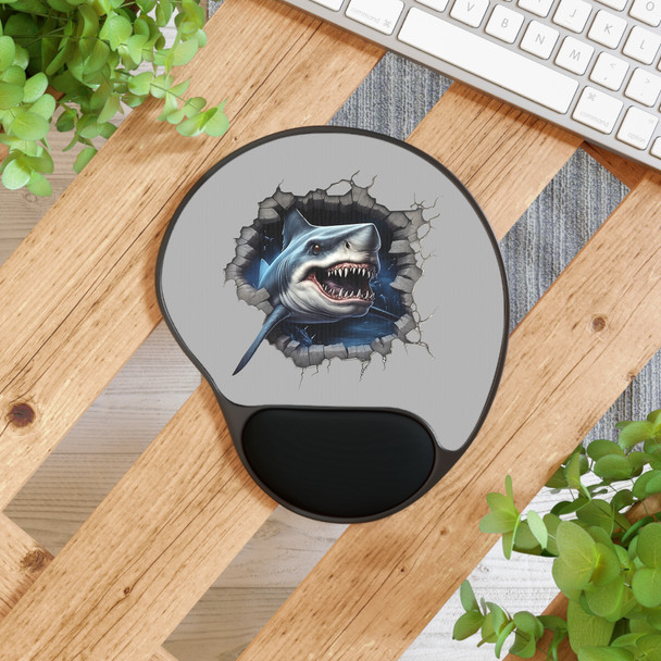 Ocean Theme 3 Dimensional Mouse Pad with Wrist Rest, Shark Desk Accessory, Gift for Gamer, Office Decor, Unique Computer Accessories