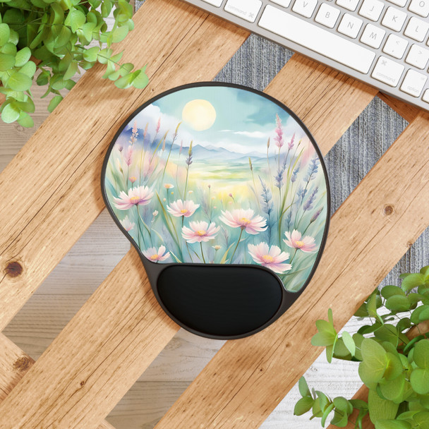 Floral Mouse Pad with Wrist Rest - Perfect for Home Office, Gifts, Workspaces, Ergonomic Comfort, Floral Decor
