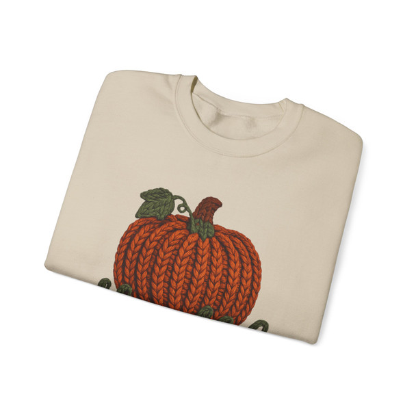 Thankful Knit Look Pumpkin Crewneck Sweatshirt