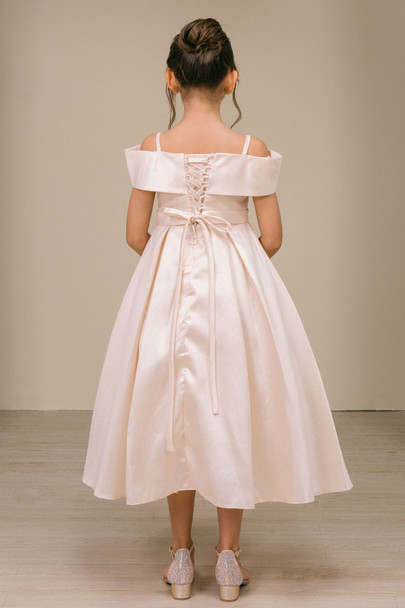 Cinderella Couture 9188 Tea Length Flower Girl Dress In Dupioni Silk
