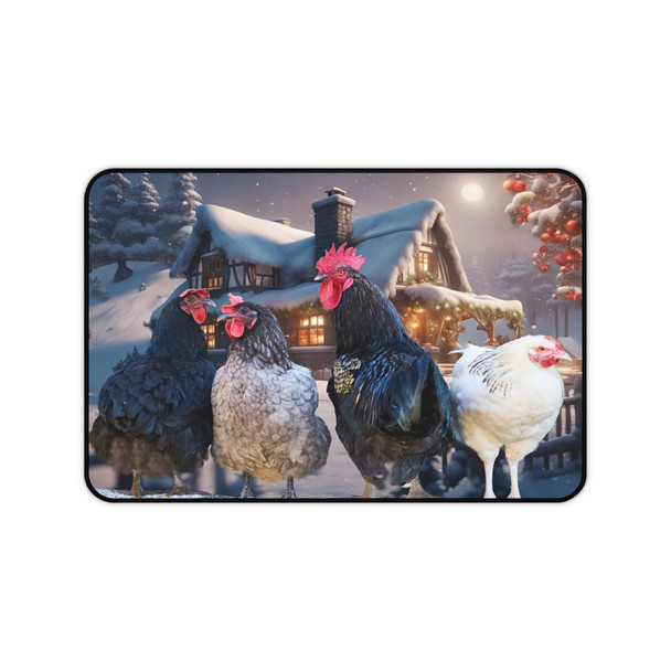 Christmas Chickens Desk Mat Mouse Pad 12 X 18