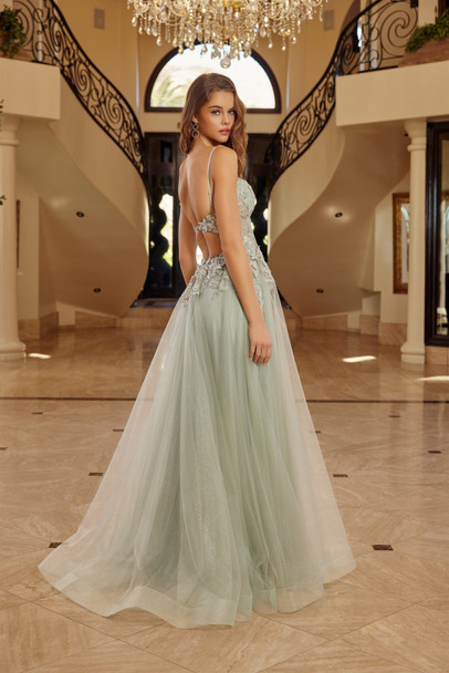 Nox Anabel G1787 Long Shimmer Illusion Formal Prom Gown