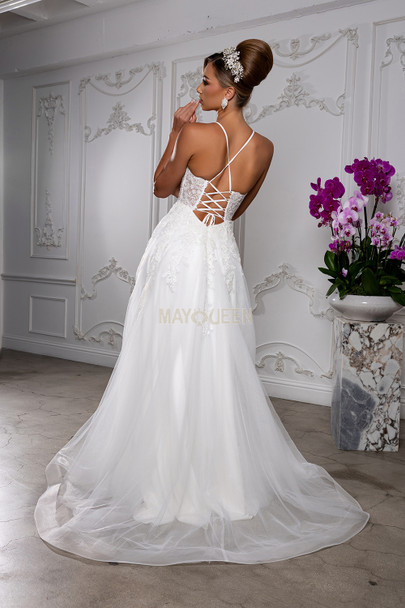 MayQueen 2220 Long Lace and Tulle Prom or Evening Gown