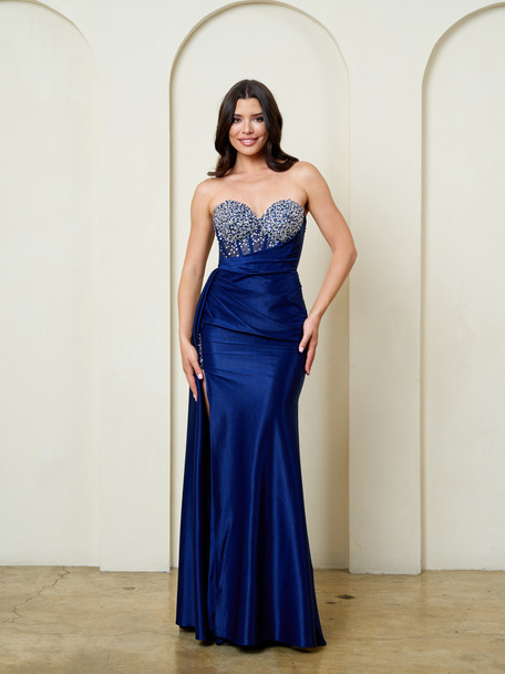 Eva USA 5306 Satin Strapless Fitted Prom or Formal Gown