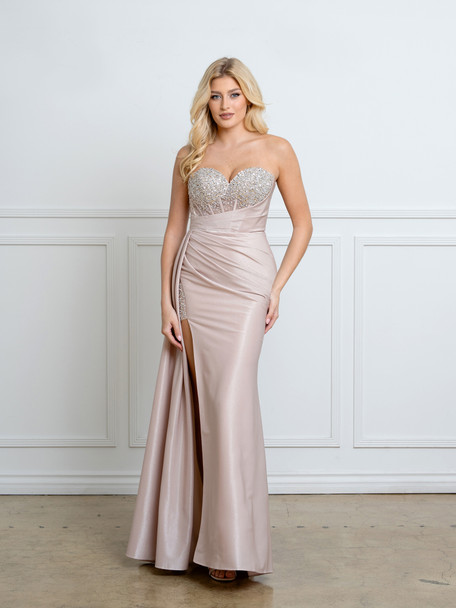 Eva USA 5306 Satin Strapless Fitted Prom or Formal Gown