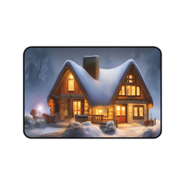 Winter Cottage Desk Mat Mouse Pad 12 X 18