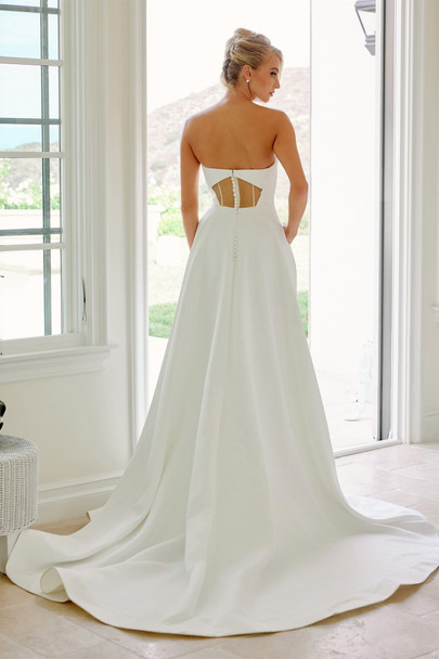 Nox Anabel JW1053 Satin Wedding Gown With Peaked Neckline