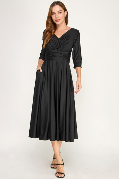 Perrty by Lenovia 3127 Tea Length Bridesmaid or Formal Dress Stretch Yoga