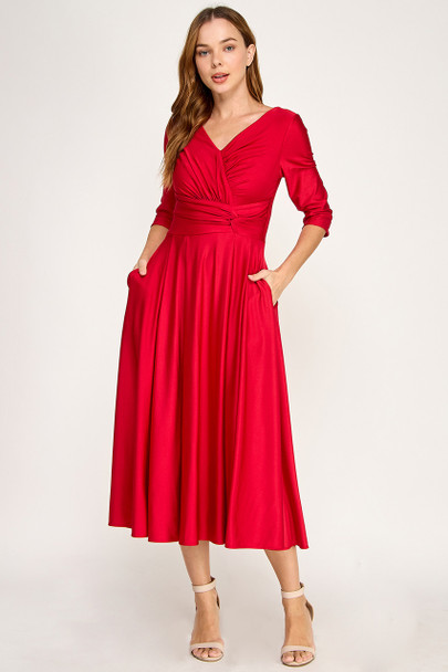 Perrty by Lenovia 3127 Tea Length Bridesmaid or Formal Dress Stretch Yoga