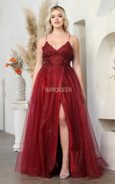 MayQueen MQ2011 Shimmer Tulle and Lace Prom Gown
