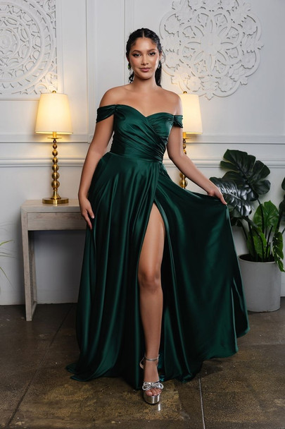 May Queen MQ2187 Satin Bridesmaid Formal Gown With Corset Back