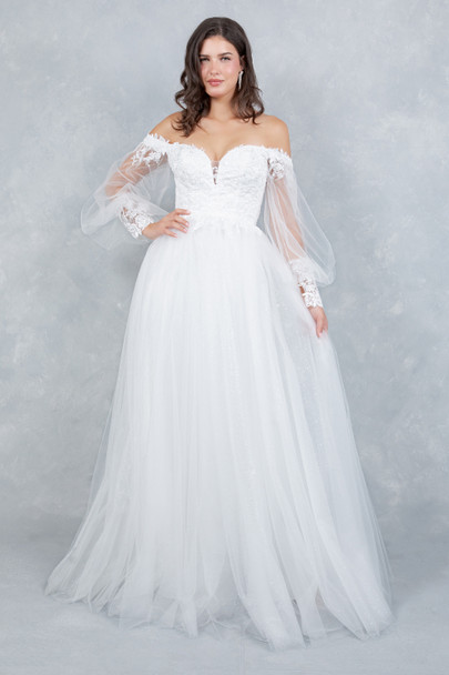 Cinderella Couture 4233 Off-The-Shoulder Lace & Illusion Wedding Gown