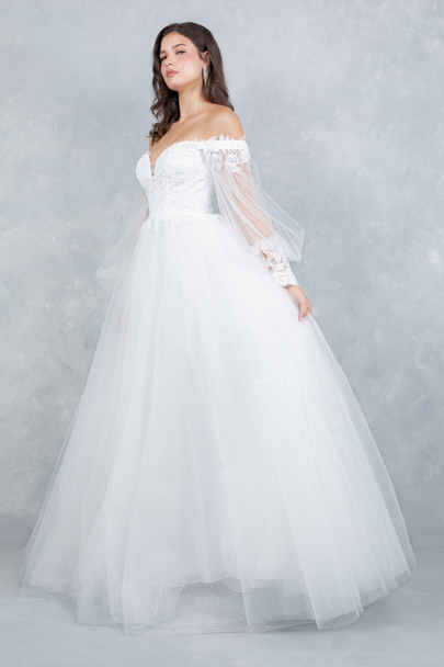 Cinderella Couture 4233 Off-The-Shoulder Lace & Illusion Wedding Gown