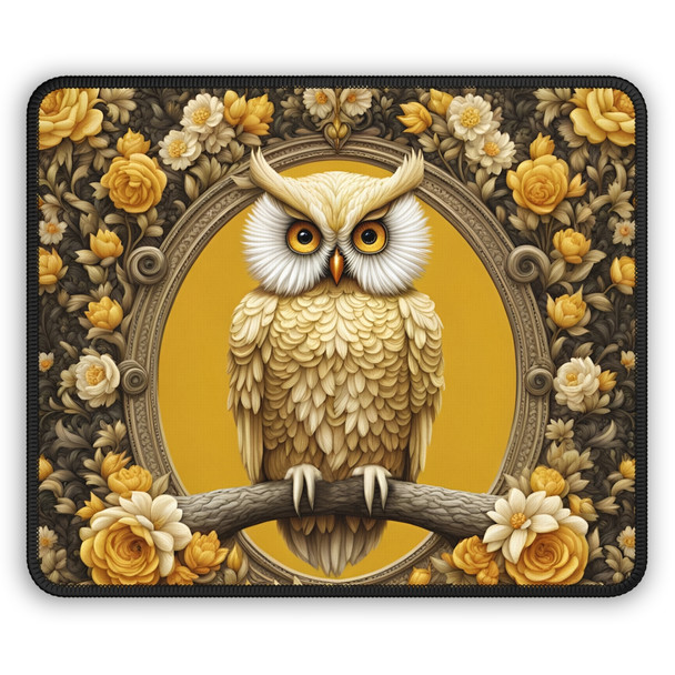 Adorable Yellow Owl Gaming Mouse Pad. Great mousepad for owl lover.