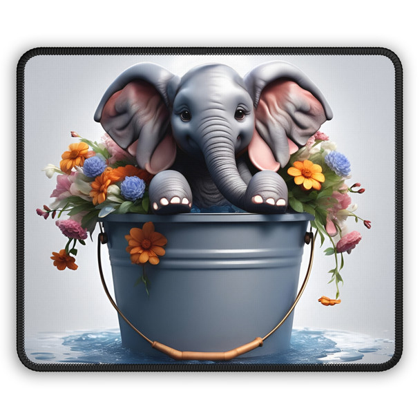 Baby Elephant in a Bucket Gaming Mouse Pad