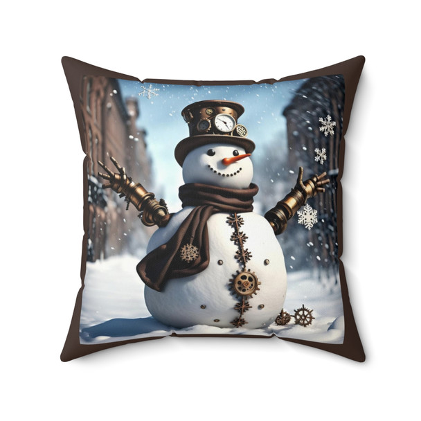Steampunk Snowman Throw Pillow | Unique Design| Living Room, Bedroom, Dorm Room