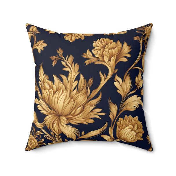 Golden Swirl with Navy Decorative Accent Throw Pillow for sofa or couch living room decor gold navy blue