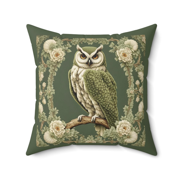 Sage Green Owl Design Pillow| De Jouy Style Tapestry Look| Throw Pillow Sofa, Bedroom, or Dorm Room| Zippered and Washable