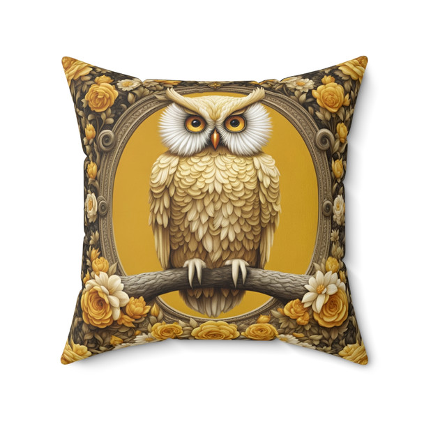 Adorable Owl in Yellow and Cream Throw Pillow. Great for baby's nursery or as a living room sofa or couch accent piece for the owl lover.